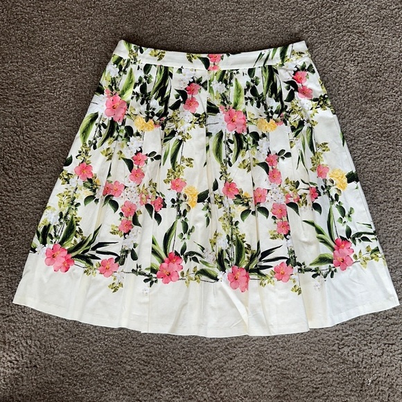 Talbots Pink and Green Pleated A-Line Resort Skirt - Picture 2 of 5